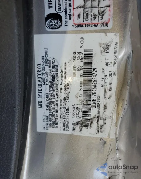 2010 Lincoln Mkz z USA, uszkodzony, nr VIN 3LNHL2GC6AR654729